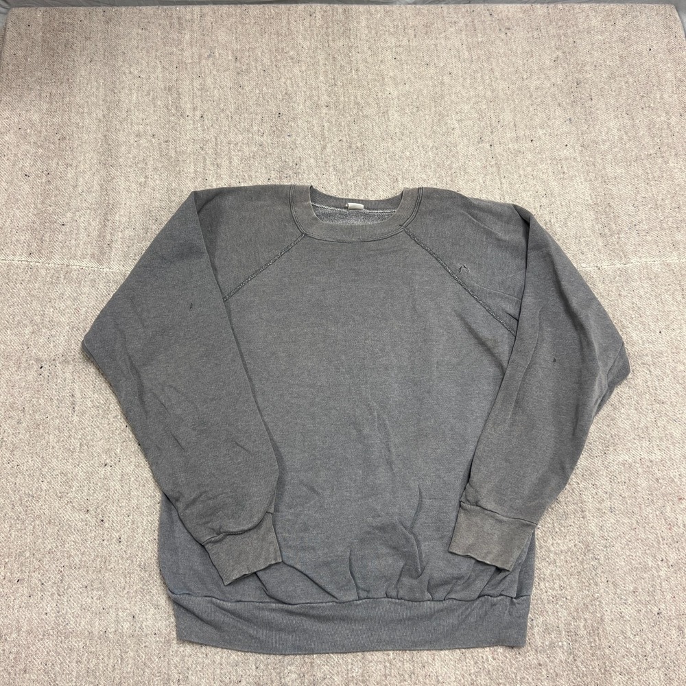 Vintage Blank Sweatshirt Mens Large Gray 1960s Raglan Distressed